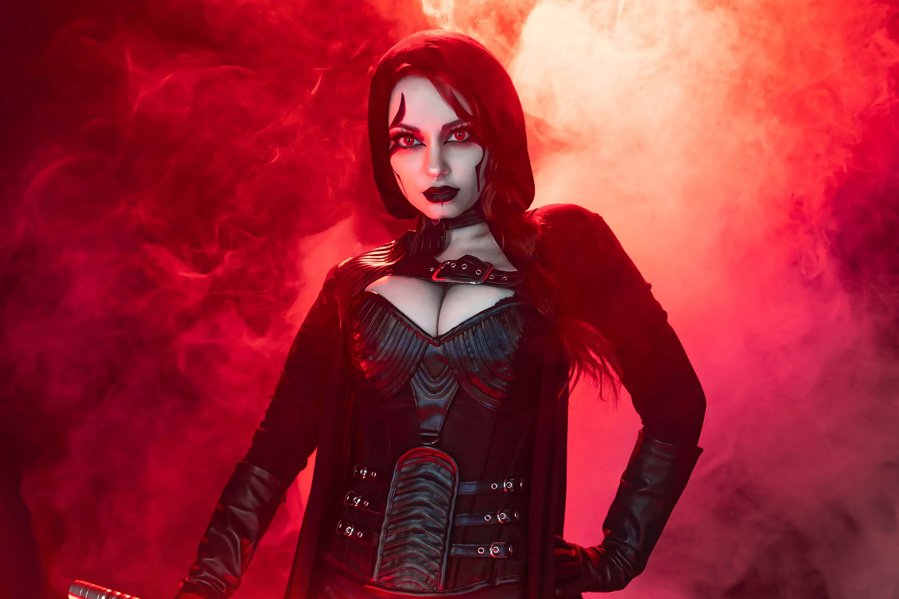Forbidden Realm Sith Lordcorset face-paint leather red-eyes smoke assassin edgy redhead gen-the-hobbit genevieve genthehobbit scifi  Slide