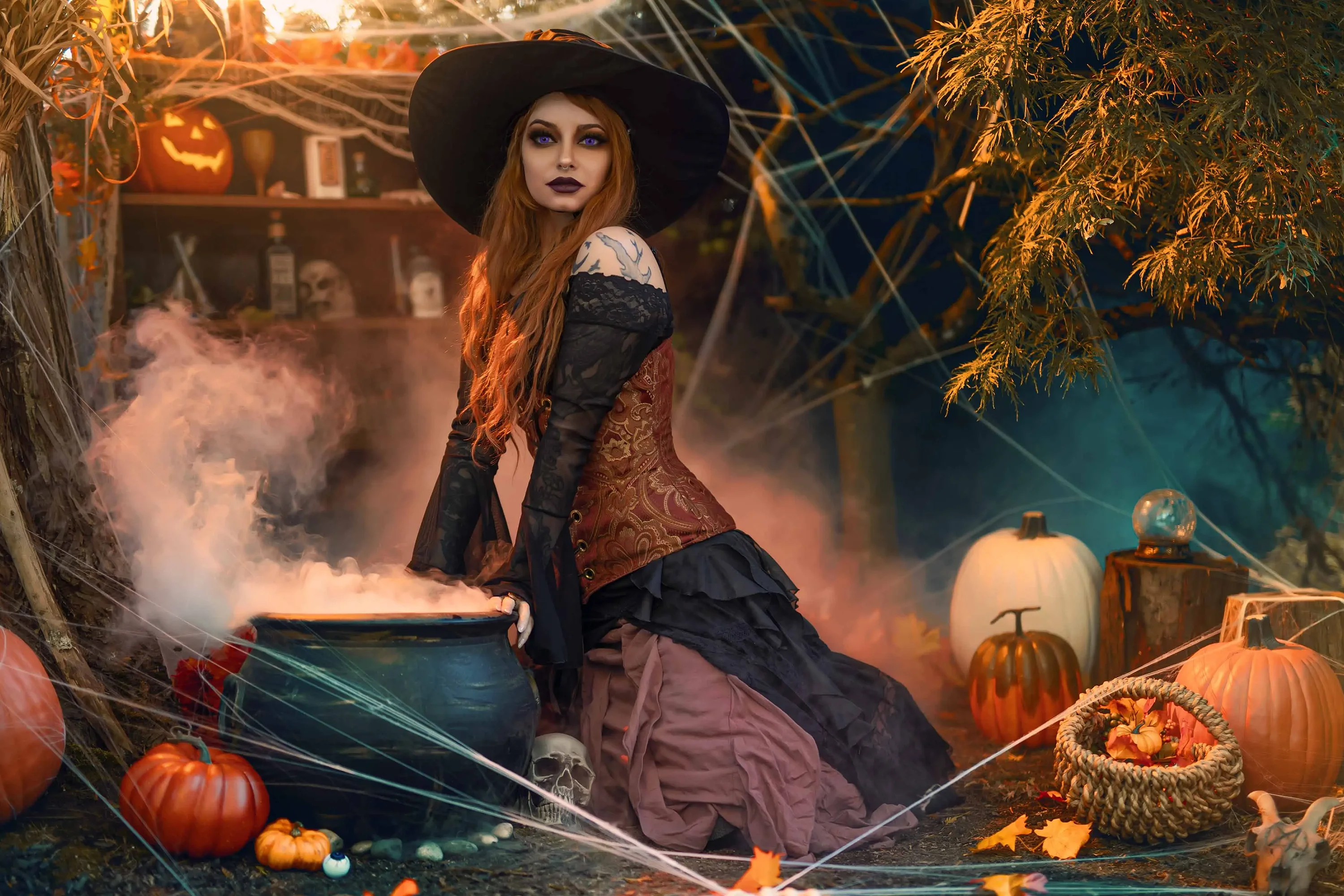 Forbidden Realm Spellboundboots corset knee-socks witch autumn holiday whimsical redhead halloween gen-the-hobbit genevieve genthehobbit  Slide