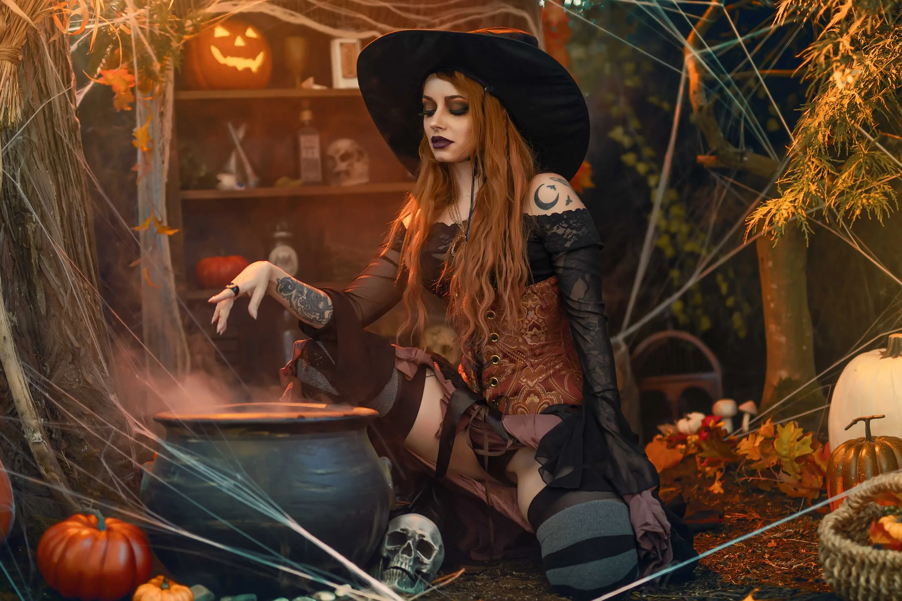 Forbidden Realm Spellboundboots corset knee-socks witch autumn holiday whimsical redhead halloween gen-the-hobbit genevieve genthehobbit  Slide