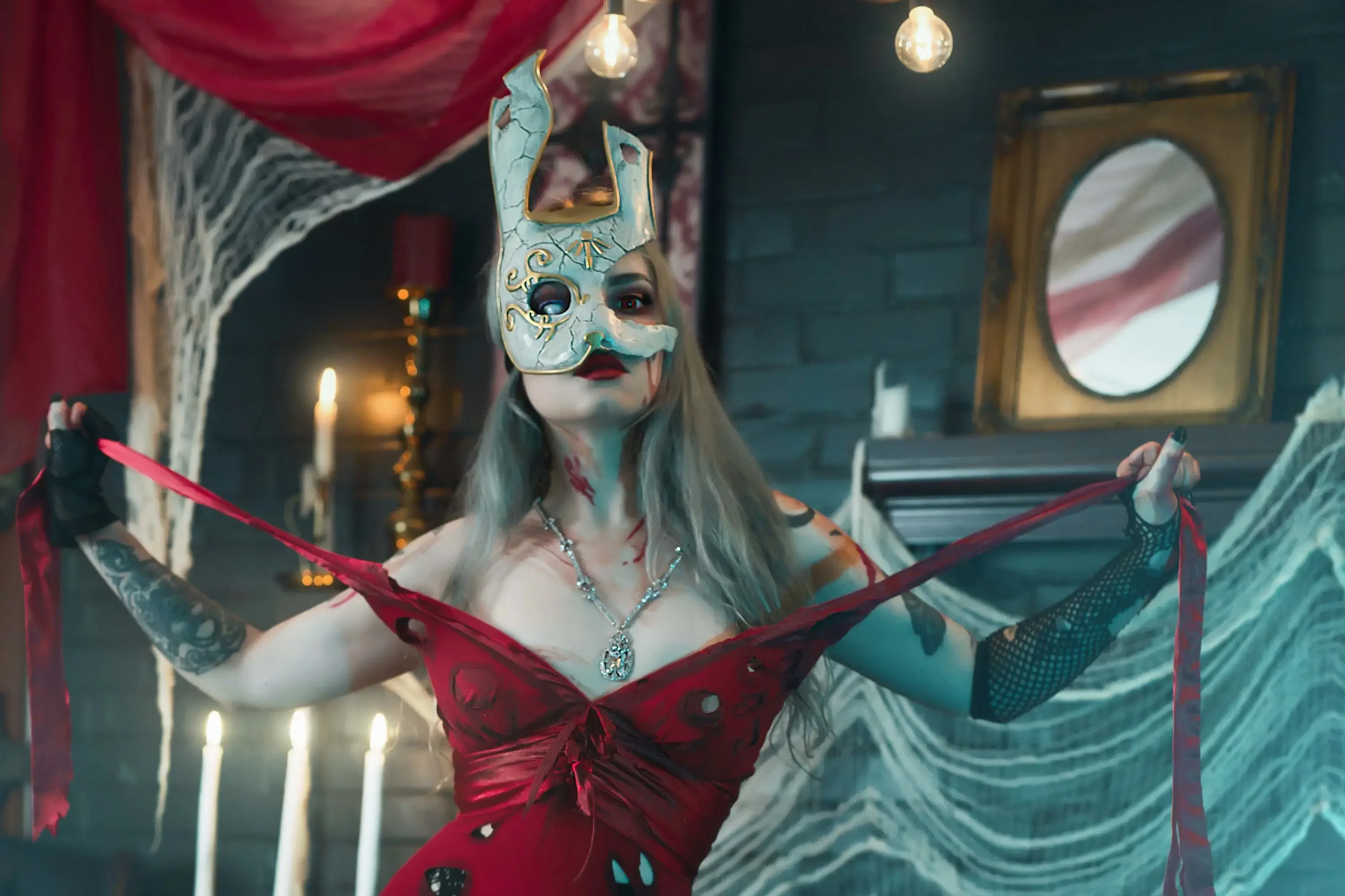 Forbidden Realm Splicerheels red-lips stockings technicolor blue-hair gen-the-hobbit genevieve genthehobbit cosplay dystopian post-apocalyptic  Slide