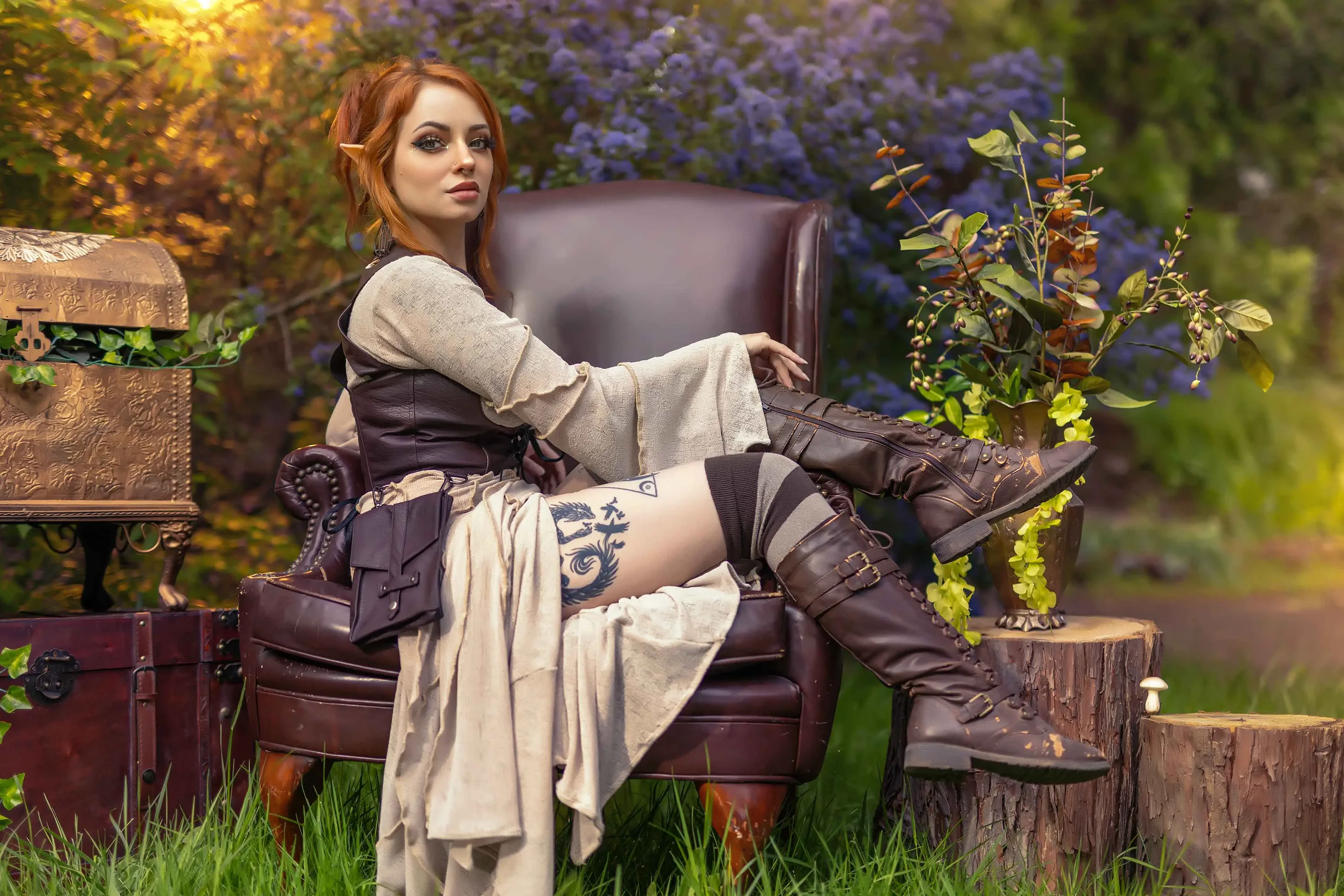 Forbidden Realm Springtide Faeelf-ears knee-socks redhead nature outdoor gen-the-hobbit genevieve genthehobbit ethereal fantasy  Slide