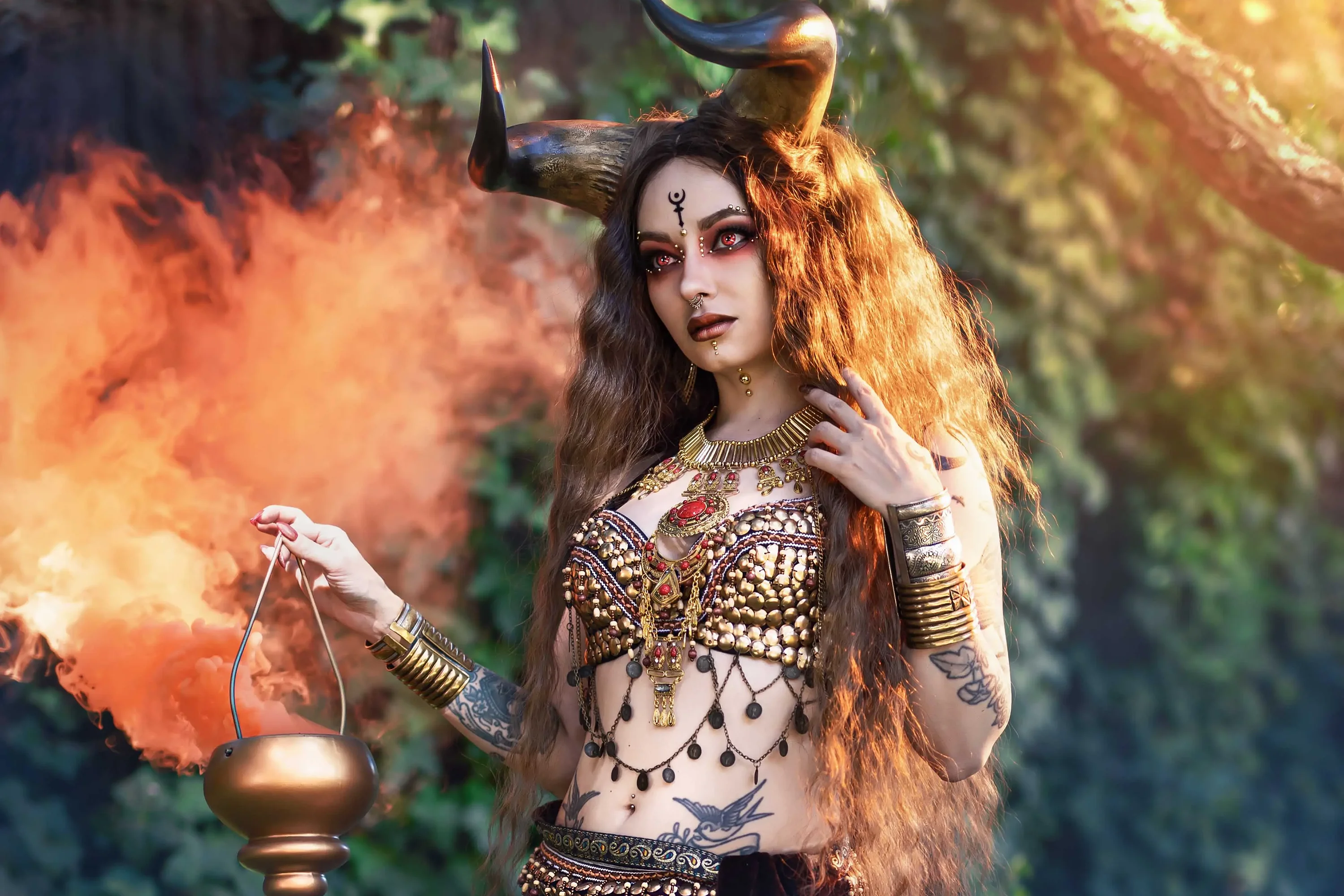 Forbidden Realm Taurushorns red-eyes smoke mythological-creature dreamy brunette forest outdoor gen-the-hobbit genevieve genthehobbit  Slide