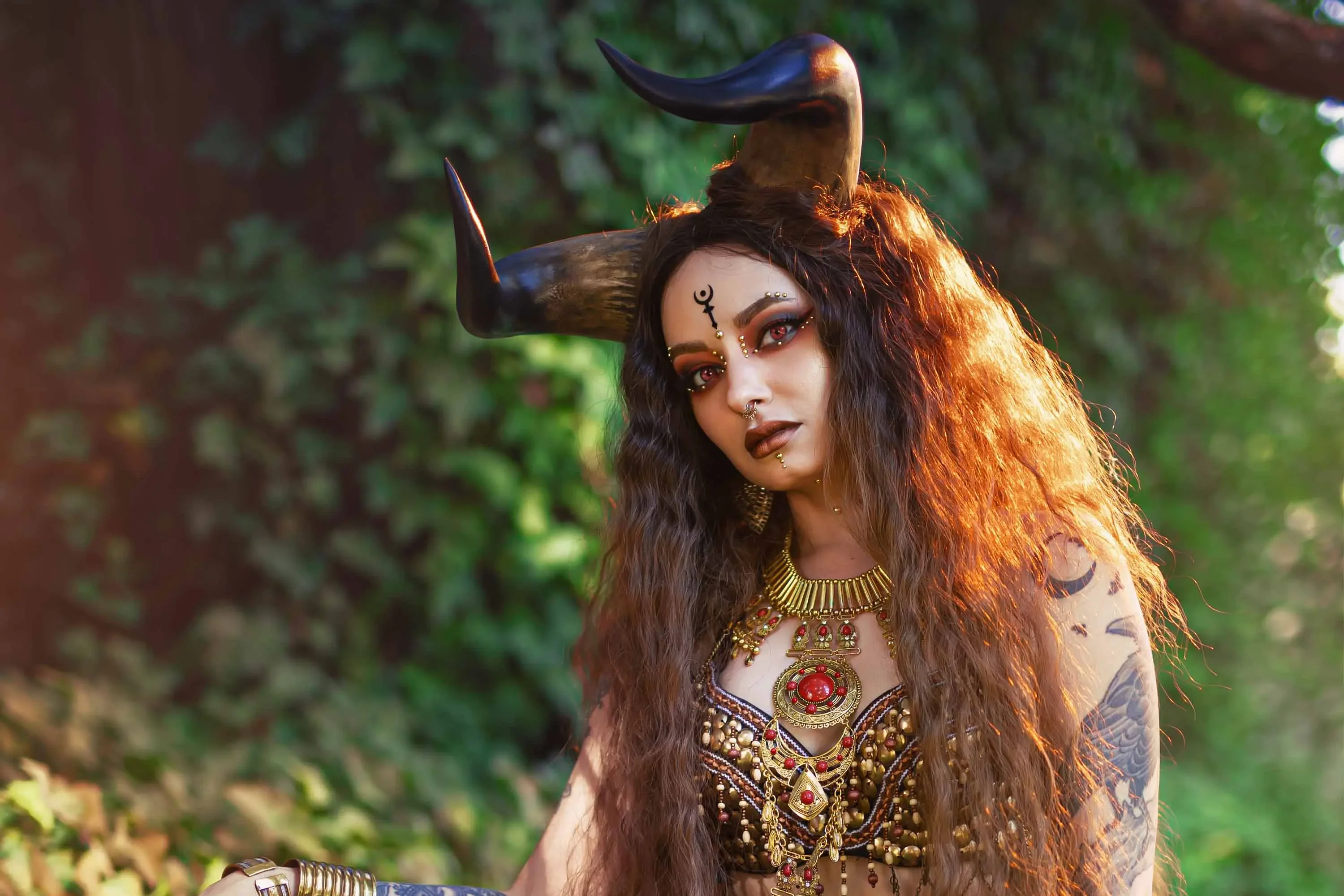 Forbidden Realm Taurushorns red-eyes smoke mythological-creature dreamy brunette forest outdoor gen-the-hobbit genevieve genthehobbit  Slide