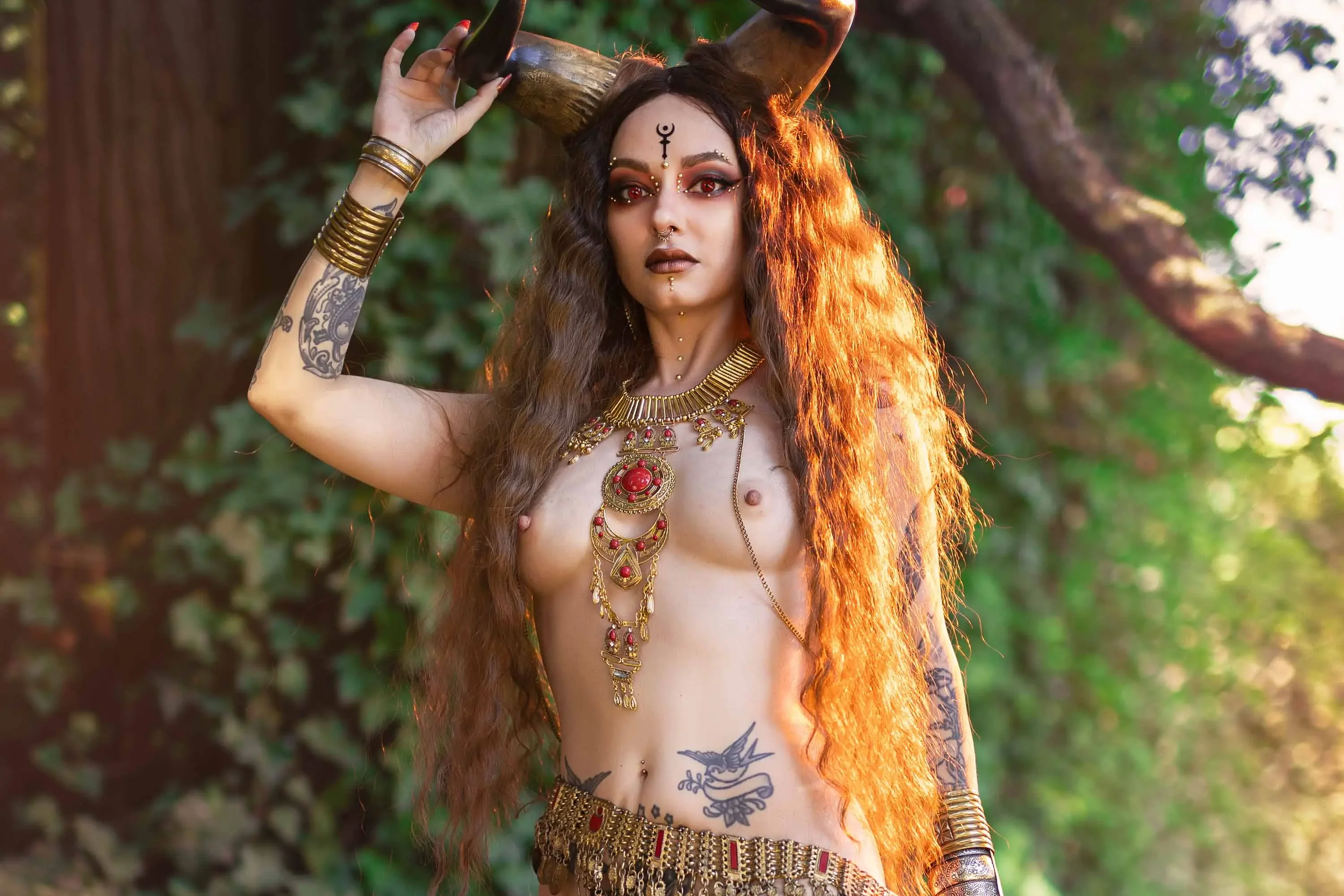 Forbidden Realm Taurushorns red-eyes smoke mythological-creature dreamy brunette forest outdoor gen-the-hobbit genevieve genthehobbit  Slide