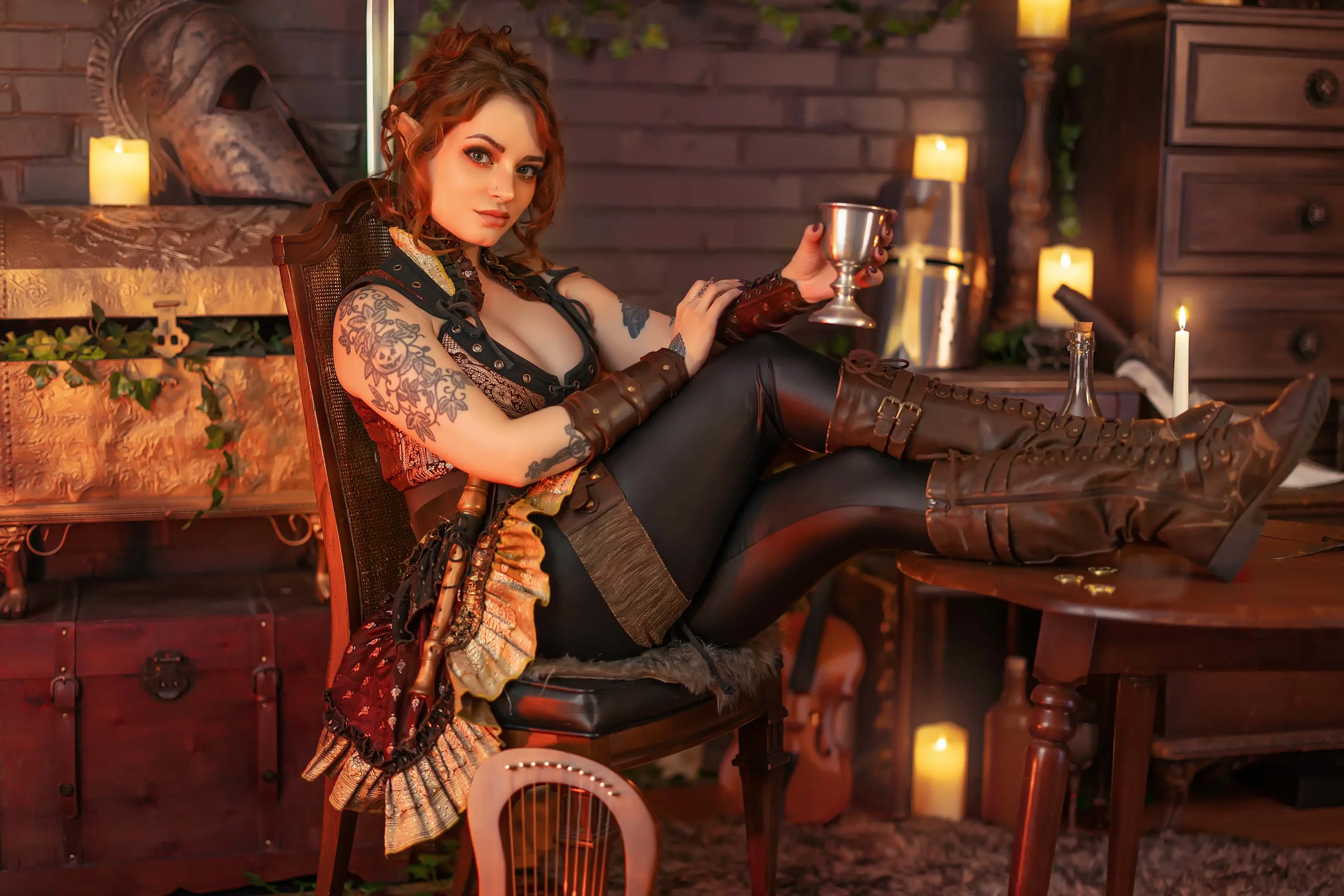Forbidden Realm The Bardboots candles elf-ears leather whimsical redhead gen-the-hobbit genevieve genthehobbit fantasy renaissance  Slide