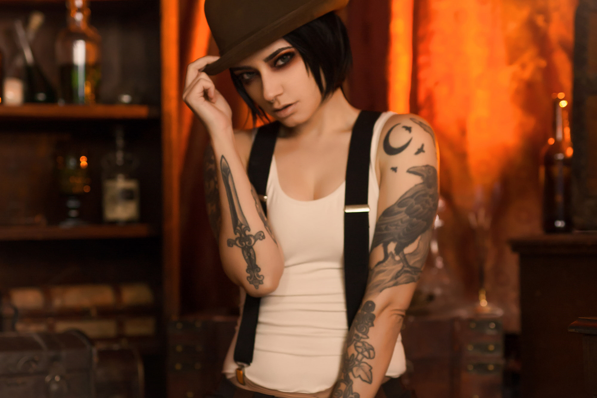 Forbidden Realm The Gin Jointcandles black-hair saloon speakeasy gen-the-hobbit genevieve genthehobbit androgynous steampunk victorian vintage  Slide