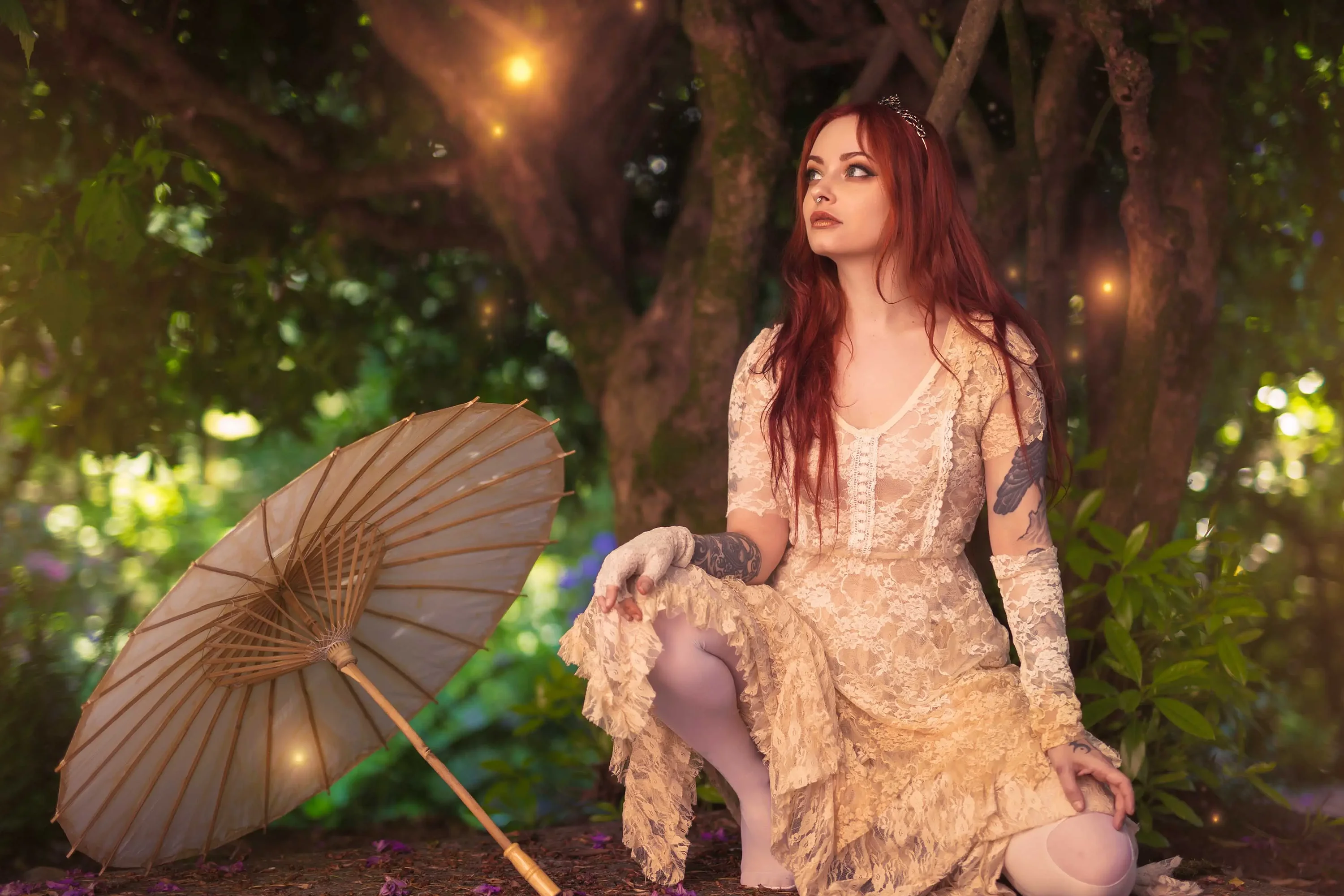 Forbidden Realm The Gloaminglace dreamy redhead nature outdoor gen-the-hobbit genevieve genthehobbit ethereal fairy-tale fantasy  Slide