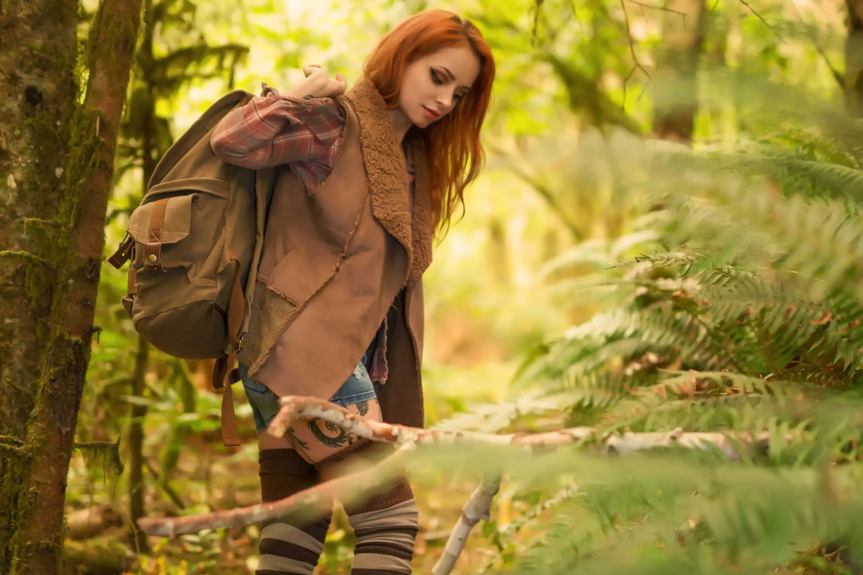 Forbidden Realm The Hobbit Trailboots knee-socks hobbit autumn casual redhead forest nature outdoor gen-the-hobbit genevieve genthehobbit hiking stripes  Slide