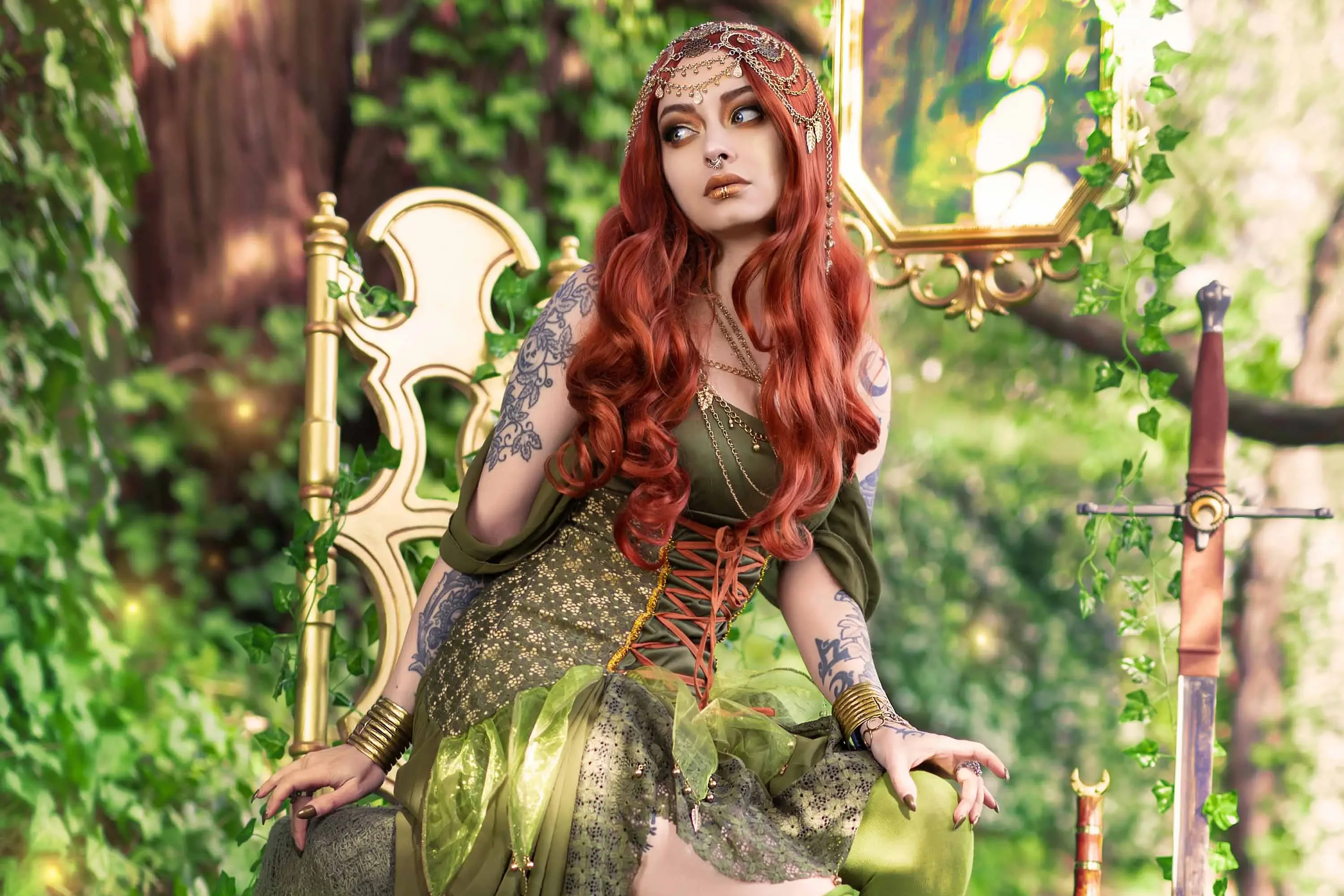 Forbidden Realm The Lady Of Greenwoodbody-chain redhead forest nature gen-the-hobbit genevieve genthehobbit fairy-tale fantasy  Slide