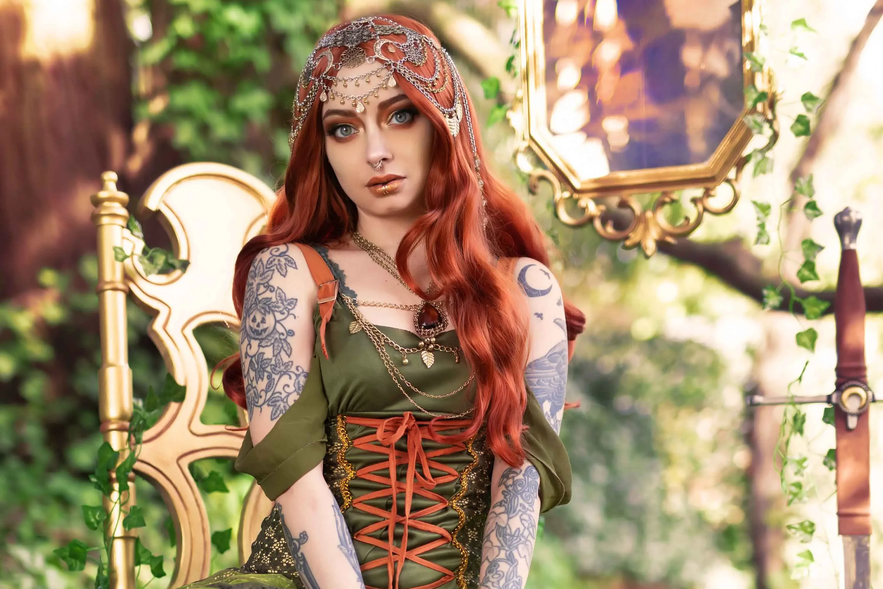 Forbidden Realm The Lady Of Greenwoodbody-chain redhead forest nature gen-the-hobbit genevieve genthehobbit fairy-tale fantasy  Slide