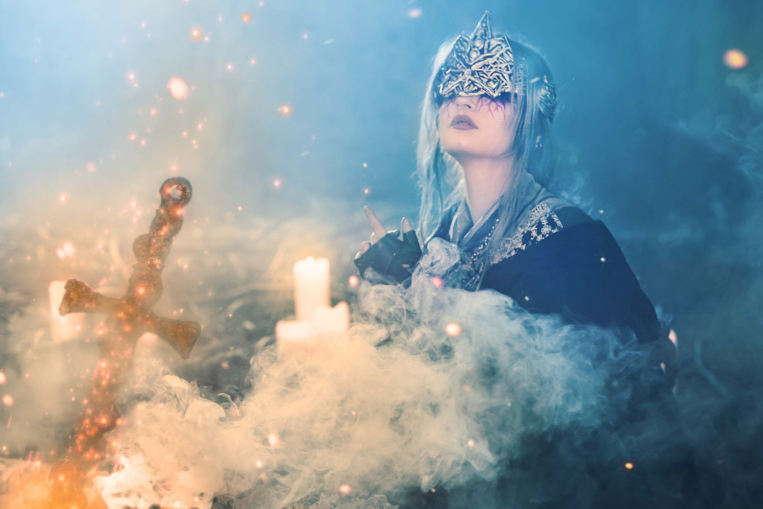 Forbidden Realm The Last Fire Keepercandles silver-hair outdoor gen-the-hobbit genevieve genthehobbit cosplay dark-souls ethereal fantasy gothic renaissance supernatural  Slide