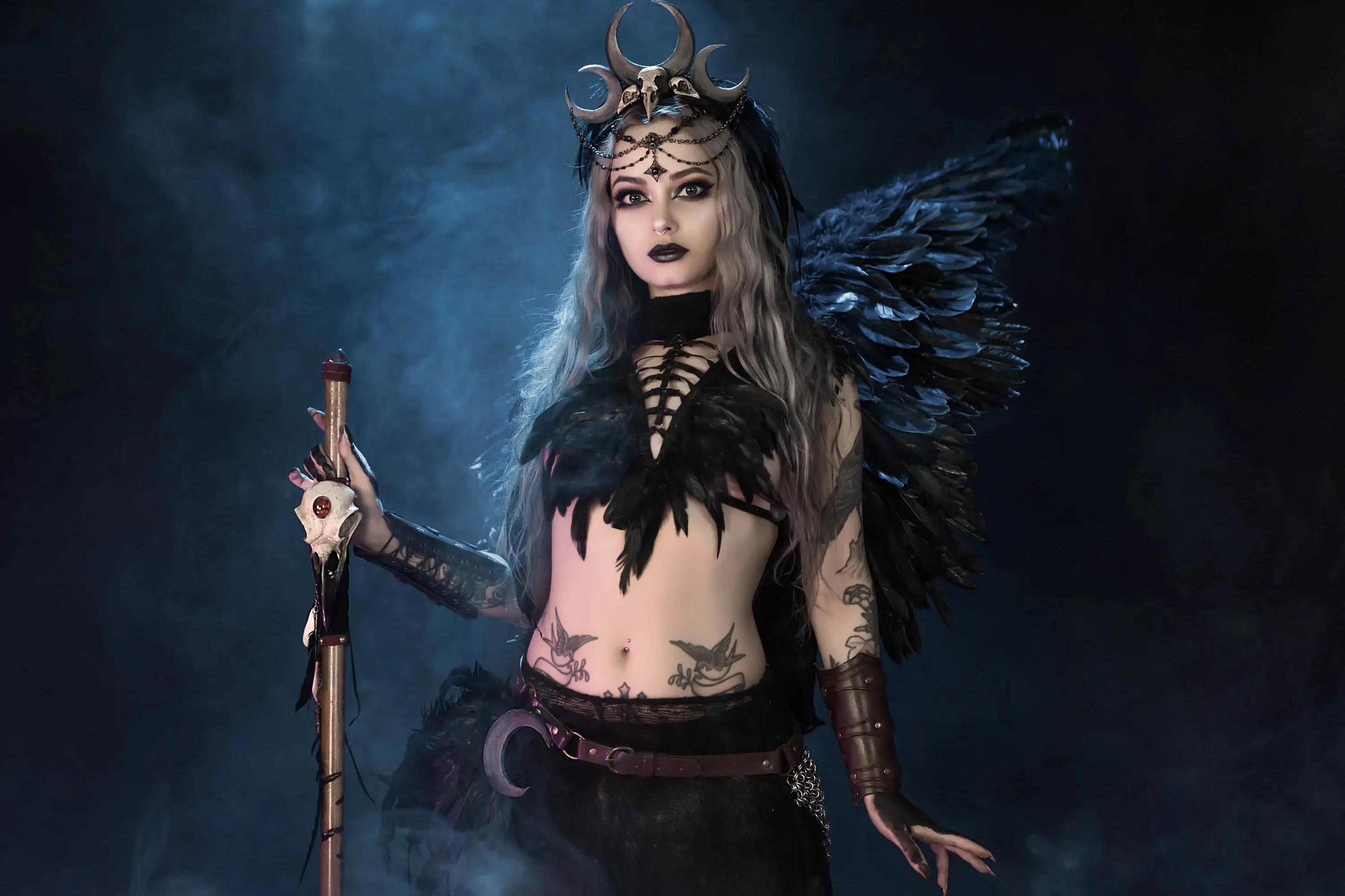 Forbidden Realm The Morriganfeathers smoke mythological-creature silver-hair halloween gen-the-hobbit genevieve genthehobbit gothic occult supernatural  Slide