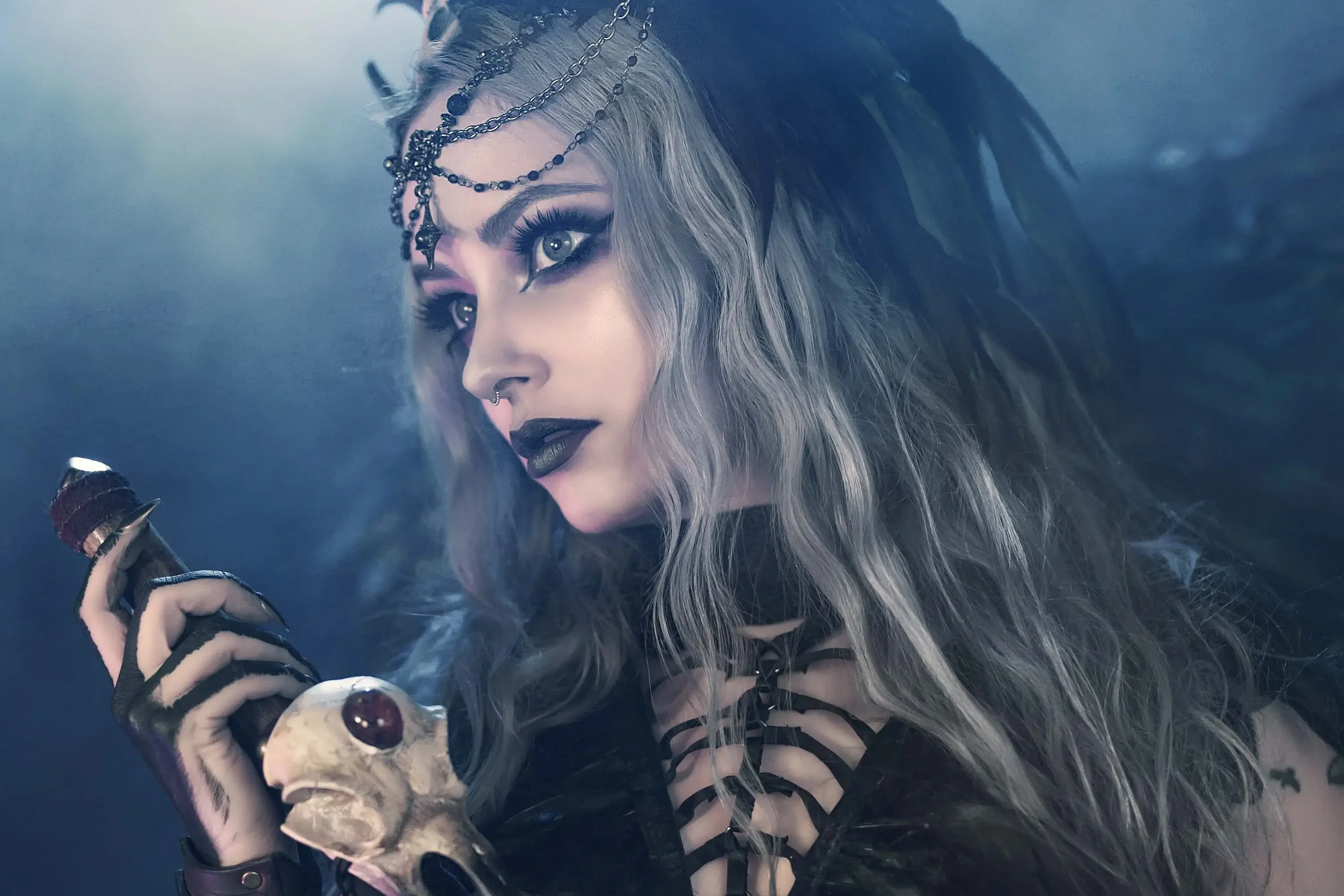Forbidden Realm The Morriganfeathers smoke mythological-creature silver-hair halloween gen-the-hobbit genevieve genthehobbit gothic occult supernatural  Slide