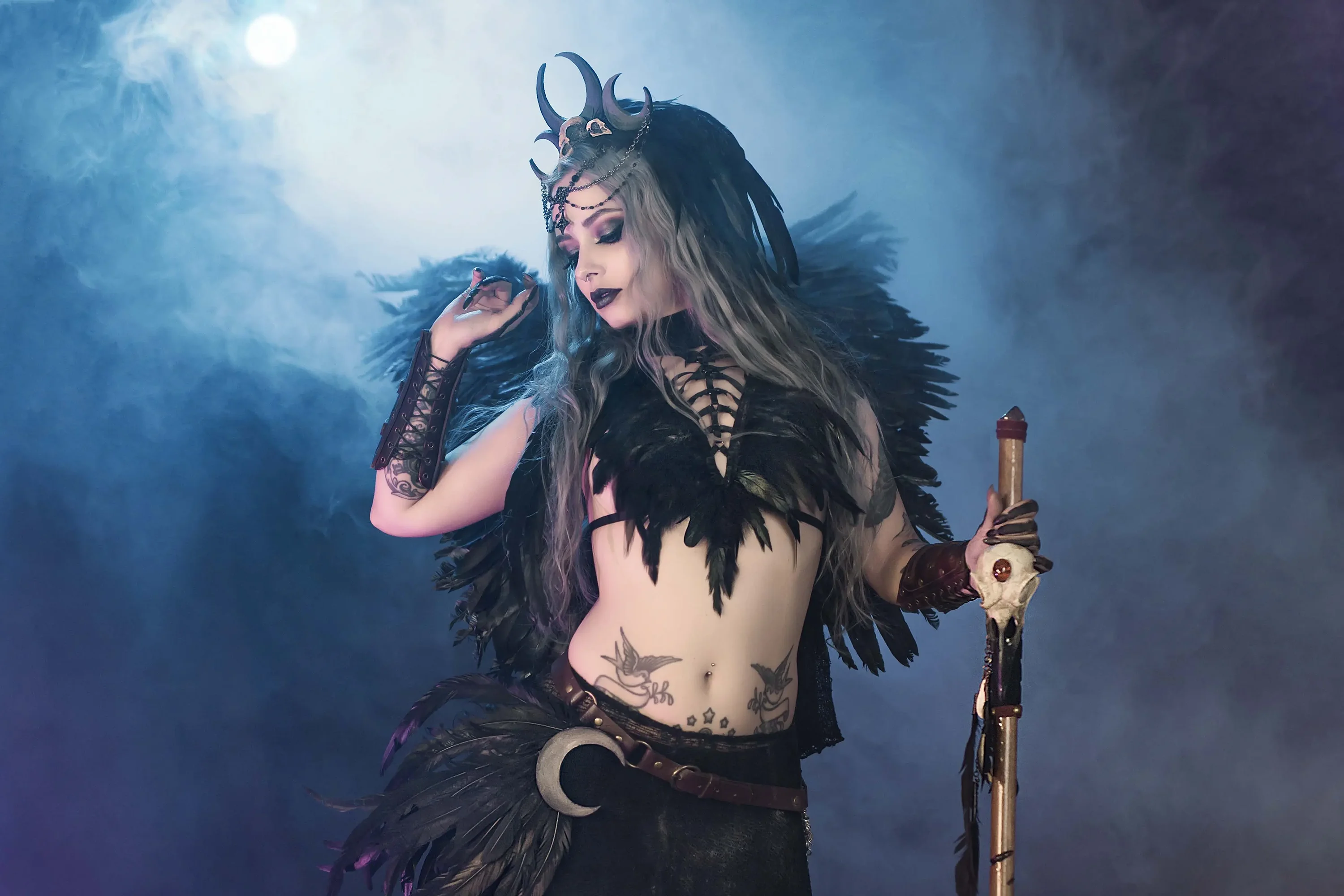 Forbidden Realm The Morriganfeathers smoke mythological-creature silver-hair halloween gen-the-hobbit genevieve genthehobbit gothic occult supernatural  Slide