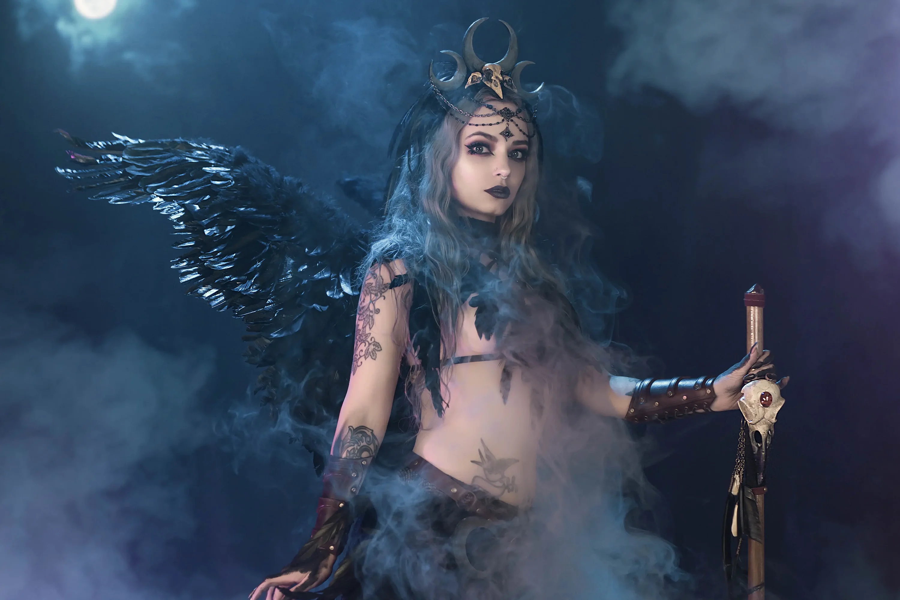 Forbidden Realm The Morriganfeathers smoke mythological-creature silver-hair halloween gen-the-hobbit genevieve genthehobbit gothic occult supernatural  Slide