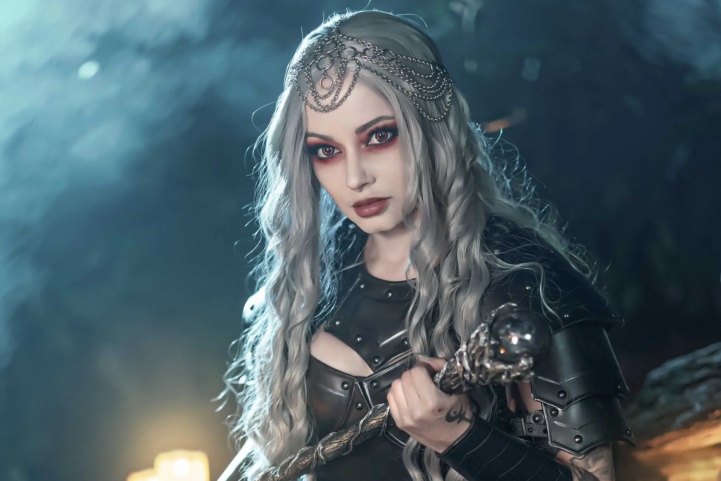 Forbidden Realm The Necromancercandles mage edgy silver-hair outdoor gen-the-hobbit genevieve genthehobbit fantasy macabre supernatural  Slide