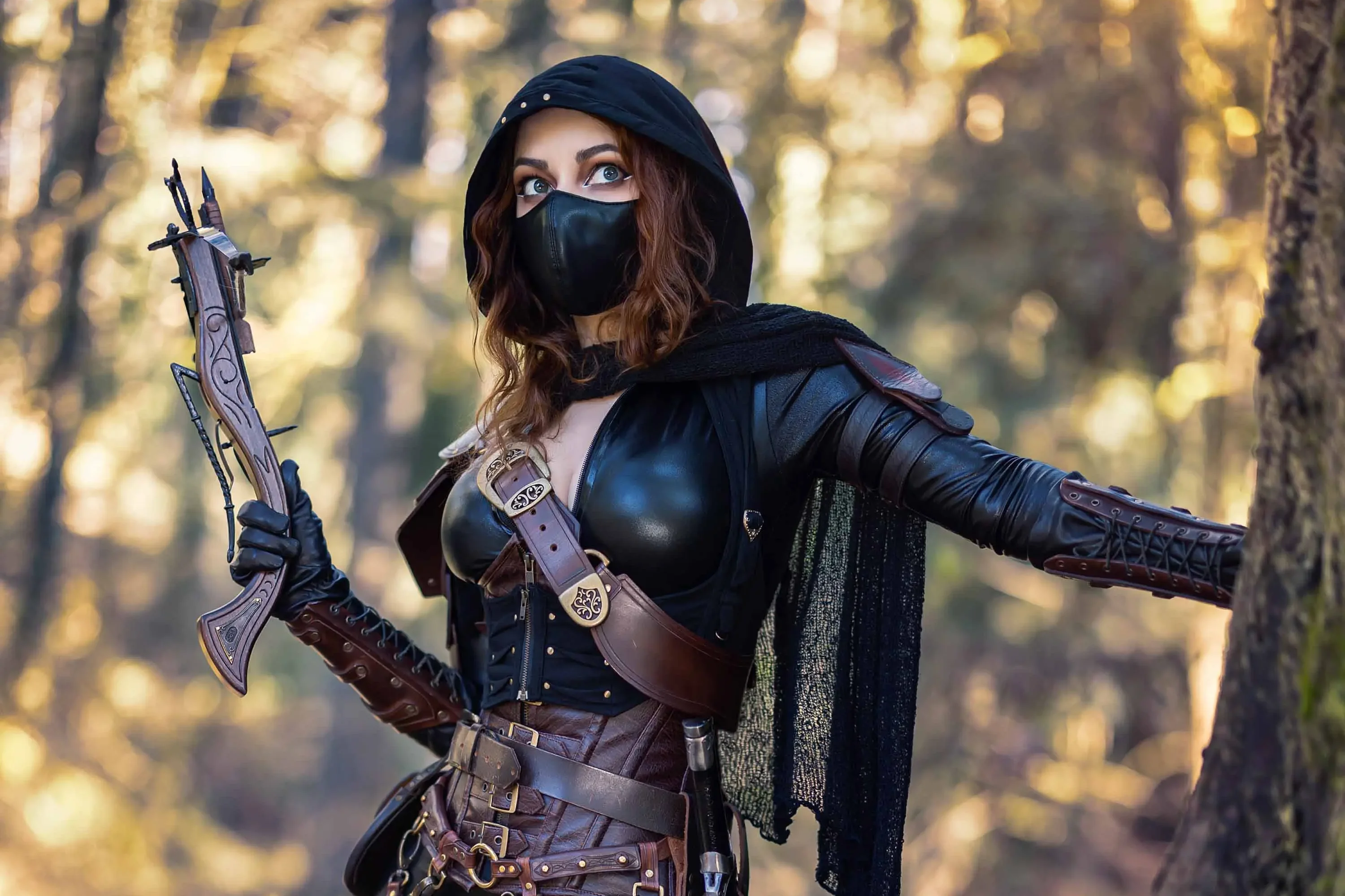 Forbidden Realm The Rogue's Adventureleather mask thief redhead nature gen-the-hobbit genevieve genthehobbit fantasy skyrim  Slide