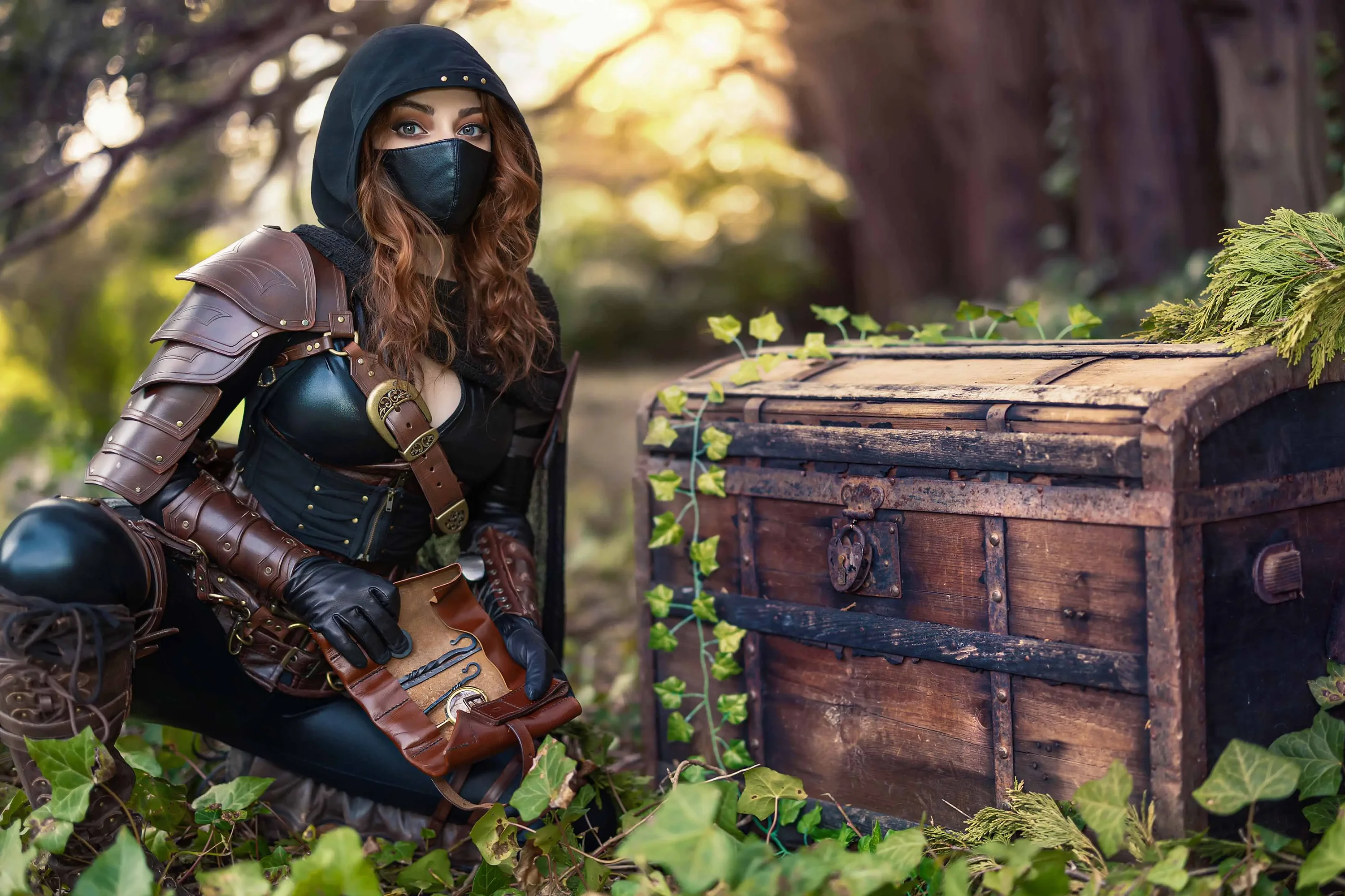 Forbidden Realm The Rogue's Adventureleather mask thief redhead nature gen-the-hobbit genevieve genthehobbit fantasy skyrim  Slide