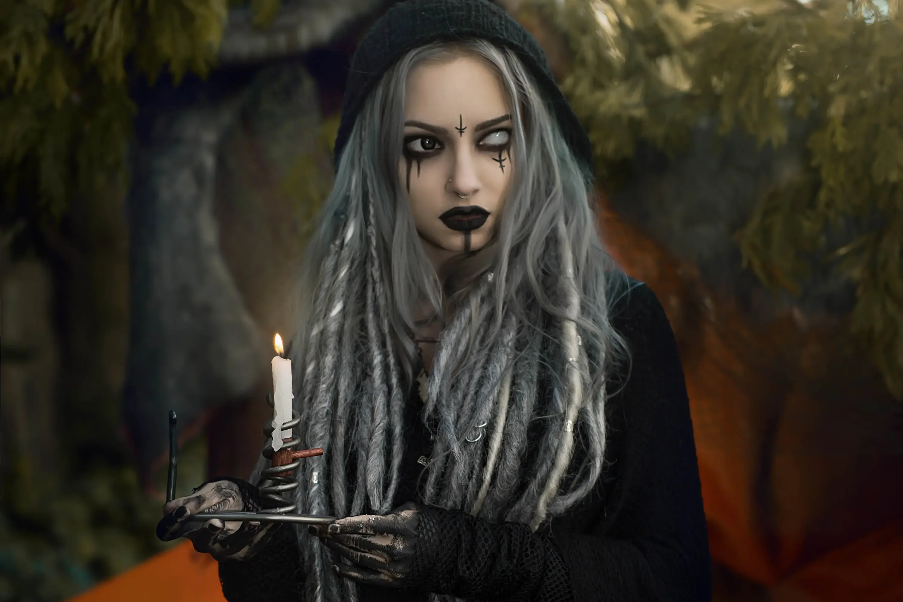 Forbidden Realm The Seerface-paint smoke mythological-creature viking feet silver-hair nature outdoor gen-the-hobbit genevieve genthehobbit occult  Slide