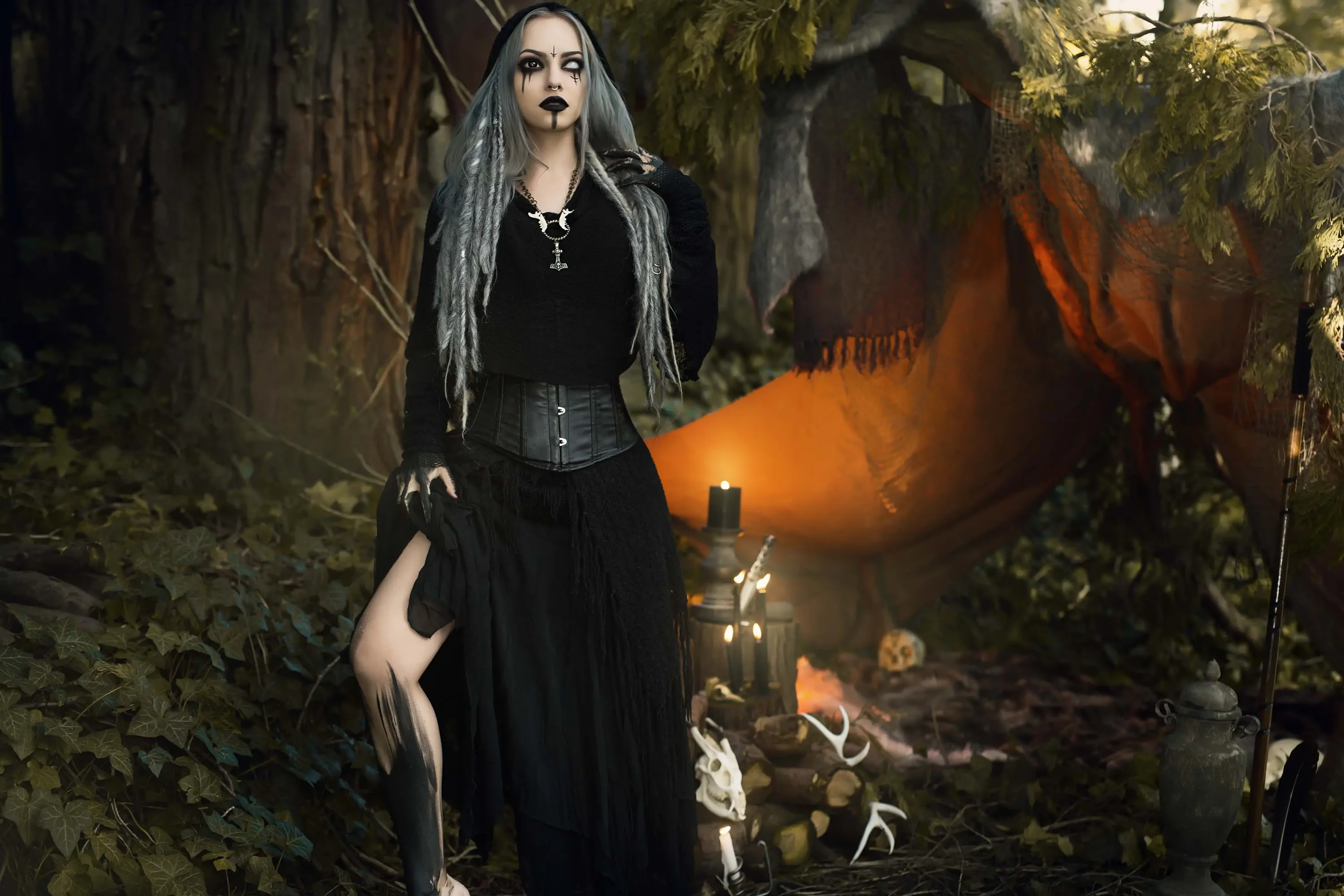 Forbidden Realm The Seerface-paint smoke mythological-creature viking feet silver-hair nature outdoor gen-the-hobbit genevieve genthehobbit occult  Slide