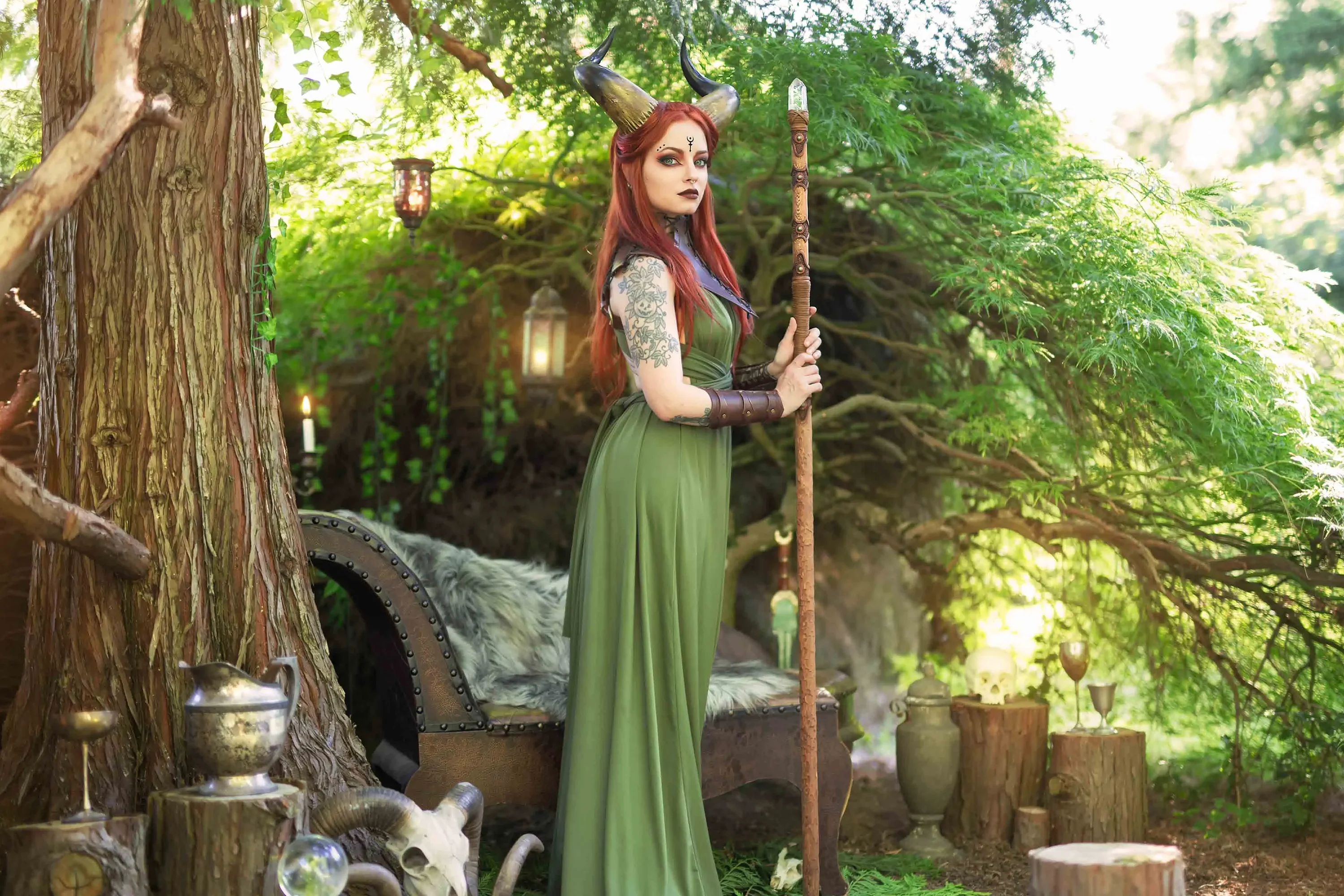 Forbidden Realm The Wisplingface-paint leather demon redhead nature outdoor gen-the-hobbit genevieve genthehobbit macabre  Slide