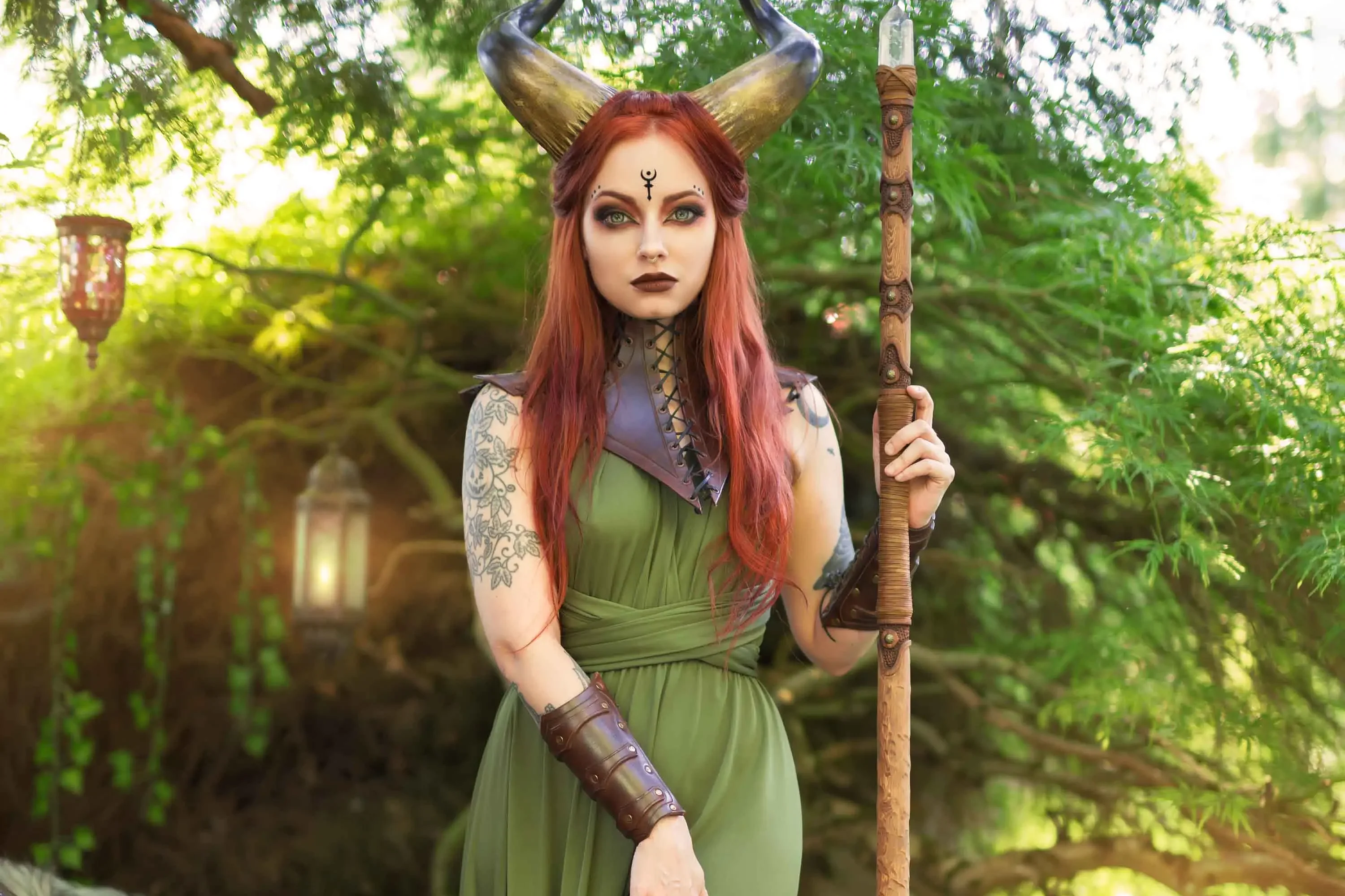 Forbidden Realm The Wisplingface-paint leather demon redhead nature outdoor gen-the-hobbit genevieve genthehobbit macabre  Slide