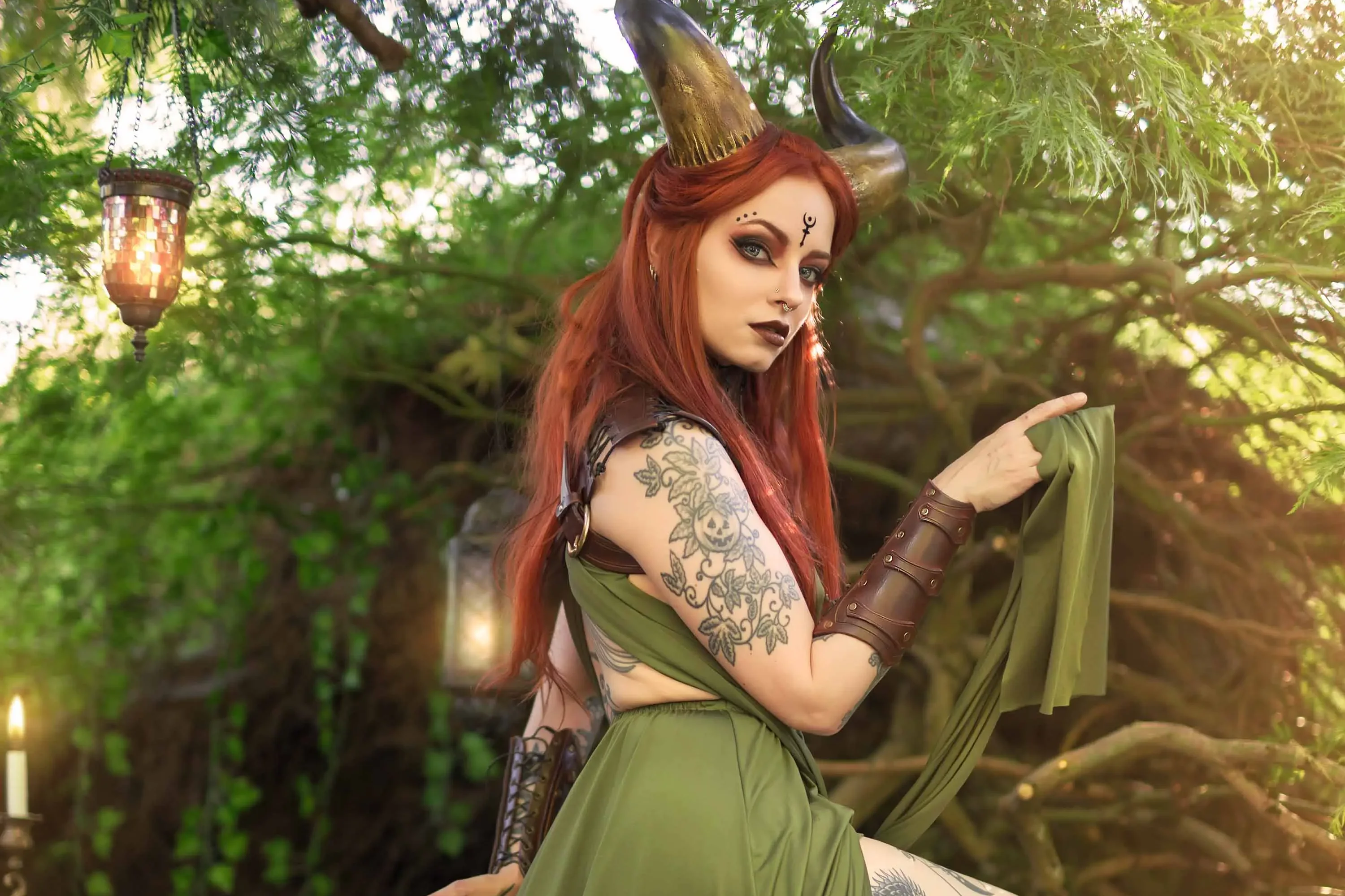 Forbidden Realm The Wisplingface-paint leather demon redhead nature outdoor gen-the-hobbit genevieve genthehobbit macabre  Slide