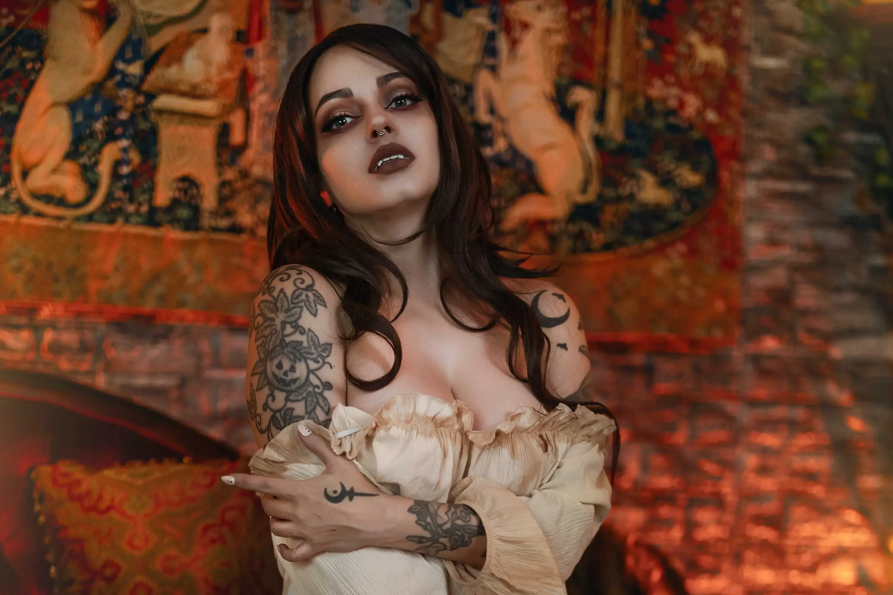 Forbidden Realm Thirstcorset fangs knee-socks vampire redhead gen-the-hobbit genevieve genthehobbit renaissance  Slide