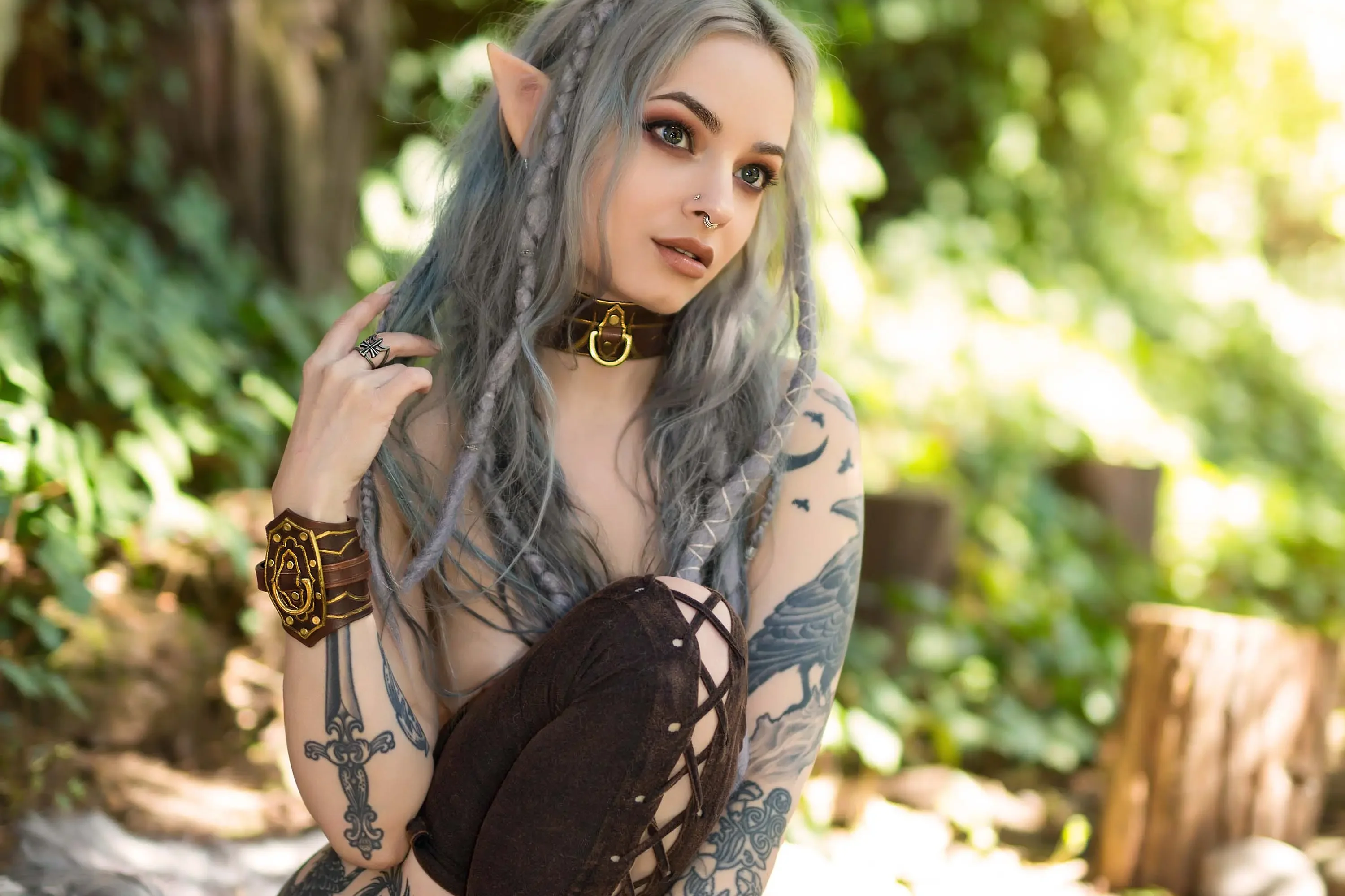 Forbidden Realm Wildwooddreadlocks woodelf silver-hair nature outdoor gen-the-hobbit genevieve genthehobbit tribal  Slide