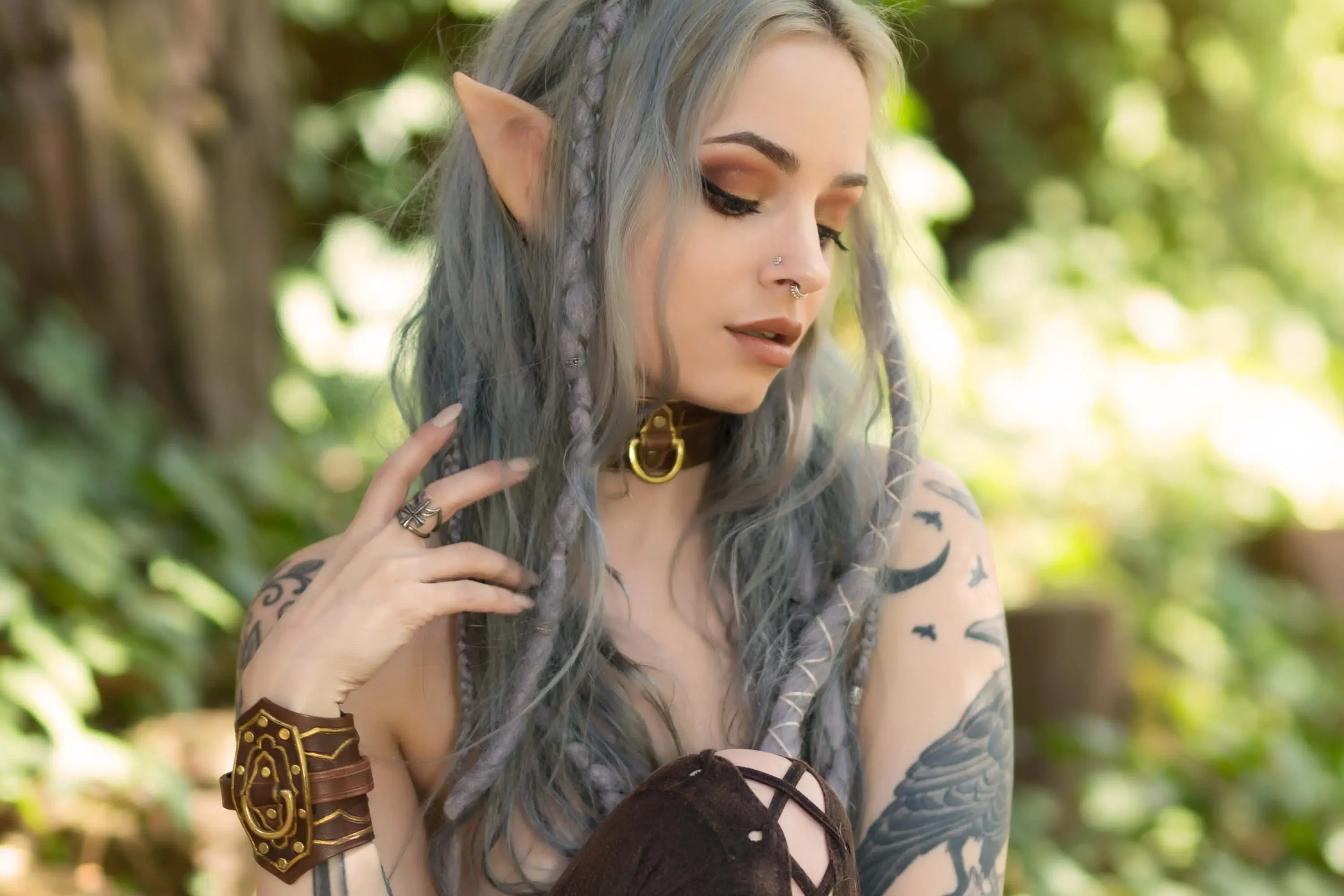Forbidden Realm Wildwooddreadlocks woodelf silver-hair nature outdoor gen-the-hobbit genevieve genthehobbit tribal  Slide
