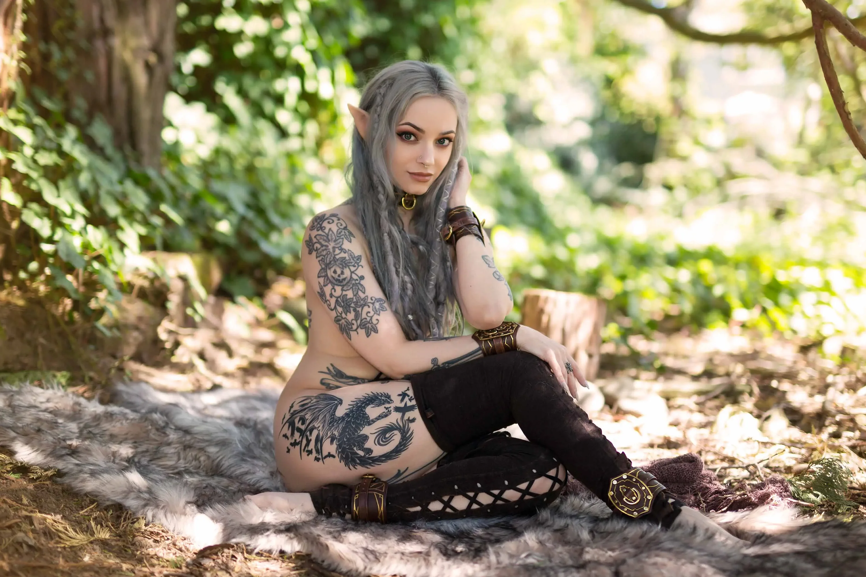 Forbidden Realm Wildwooddreadlocks woodelf silver-hair nature outdoor gen-the-hobbit genevieve genthehobbit tribal  Slide