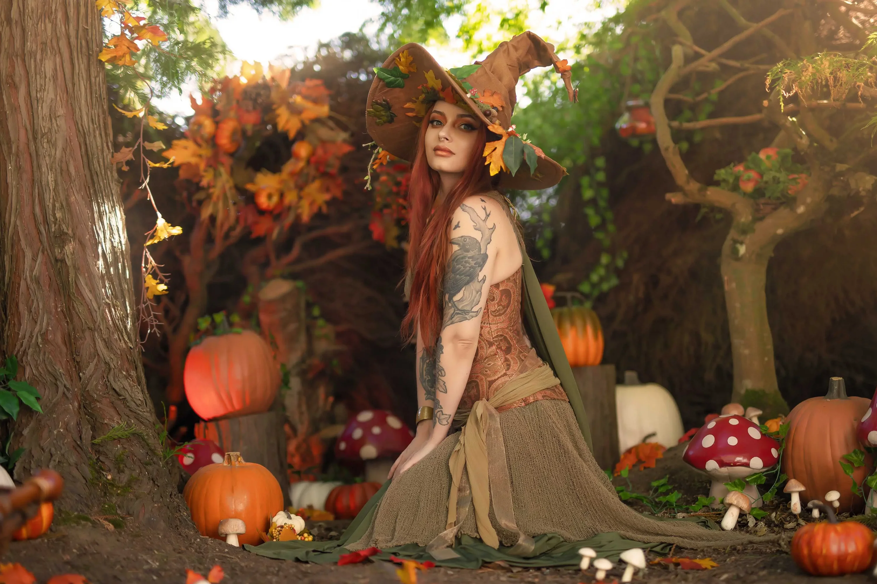 Forbidden Realm Witch Of The Harvestcorset witch autumn dreamy whimsical redhead nature outdoor gen-the-hobbit genevieve genthehobbit fairy-tale fantasy  Slide