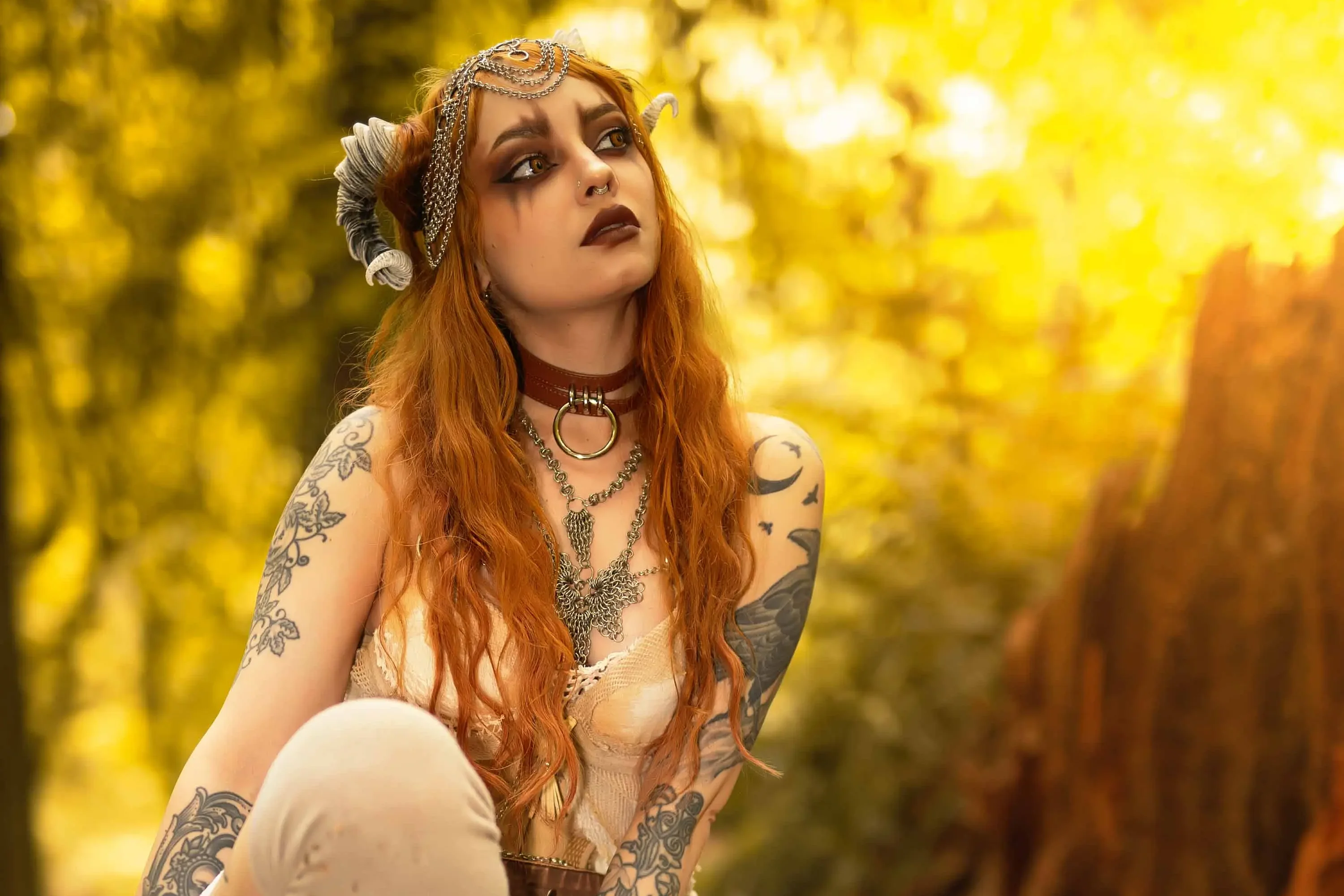 Forbidden Realm Witch Of The Wildsface-paint horns witch redhead forest nature outdoor gen-the-hobbit genevieve genthehobbit fantasy tribal  Slide