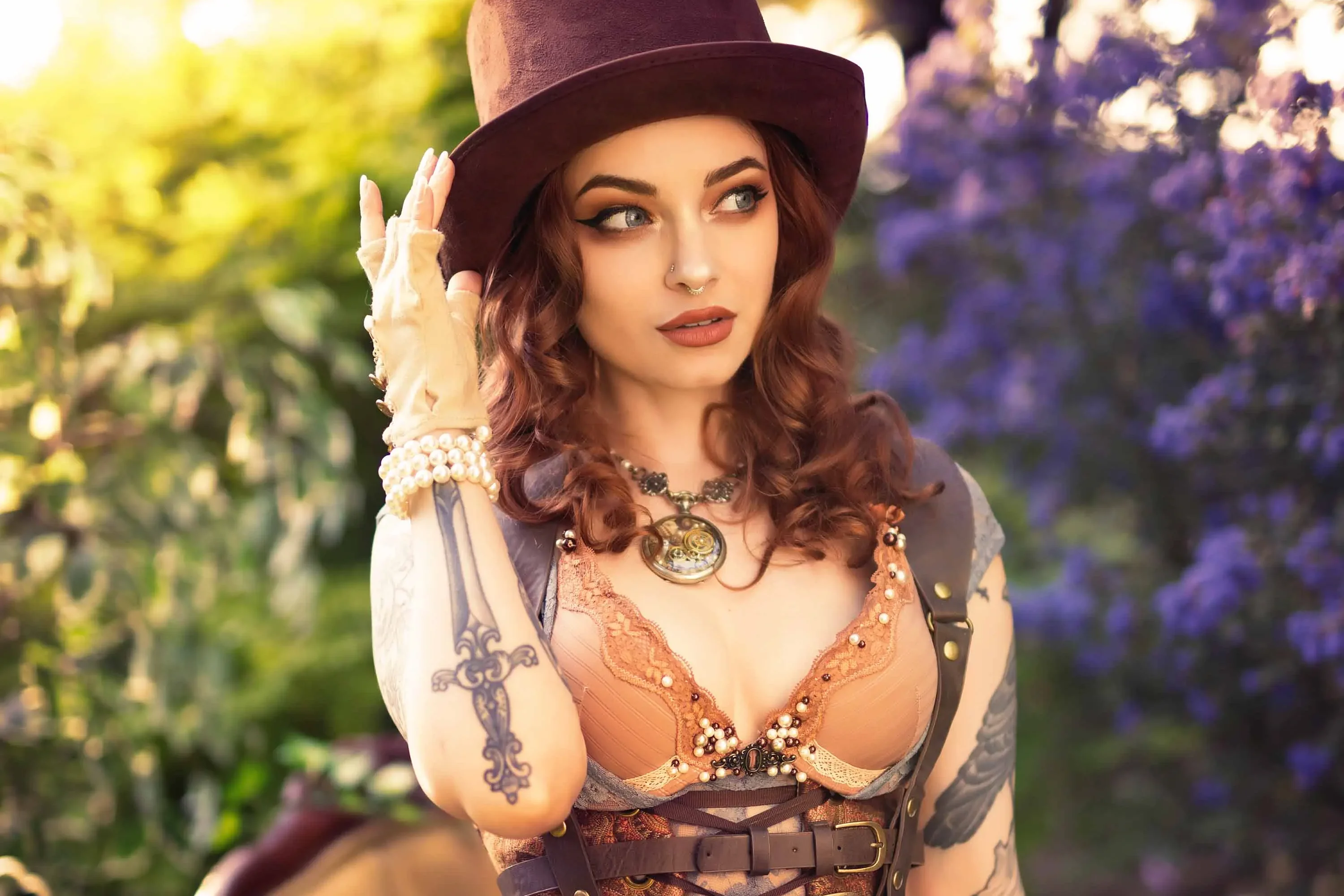 Forbidden Realm Wonderlandboots corset tea whimsical redhead outdoor gen-the-hobbit genevieve genthehobbit steampunk tea-party  Slide