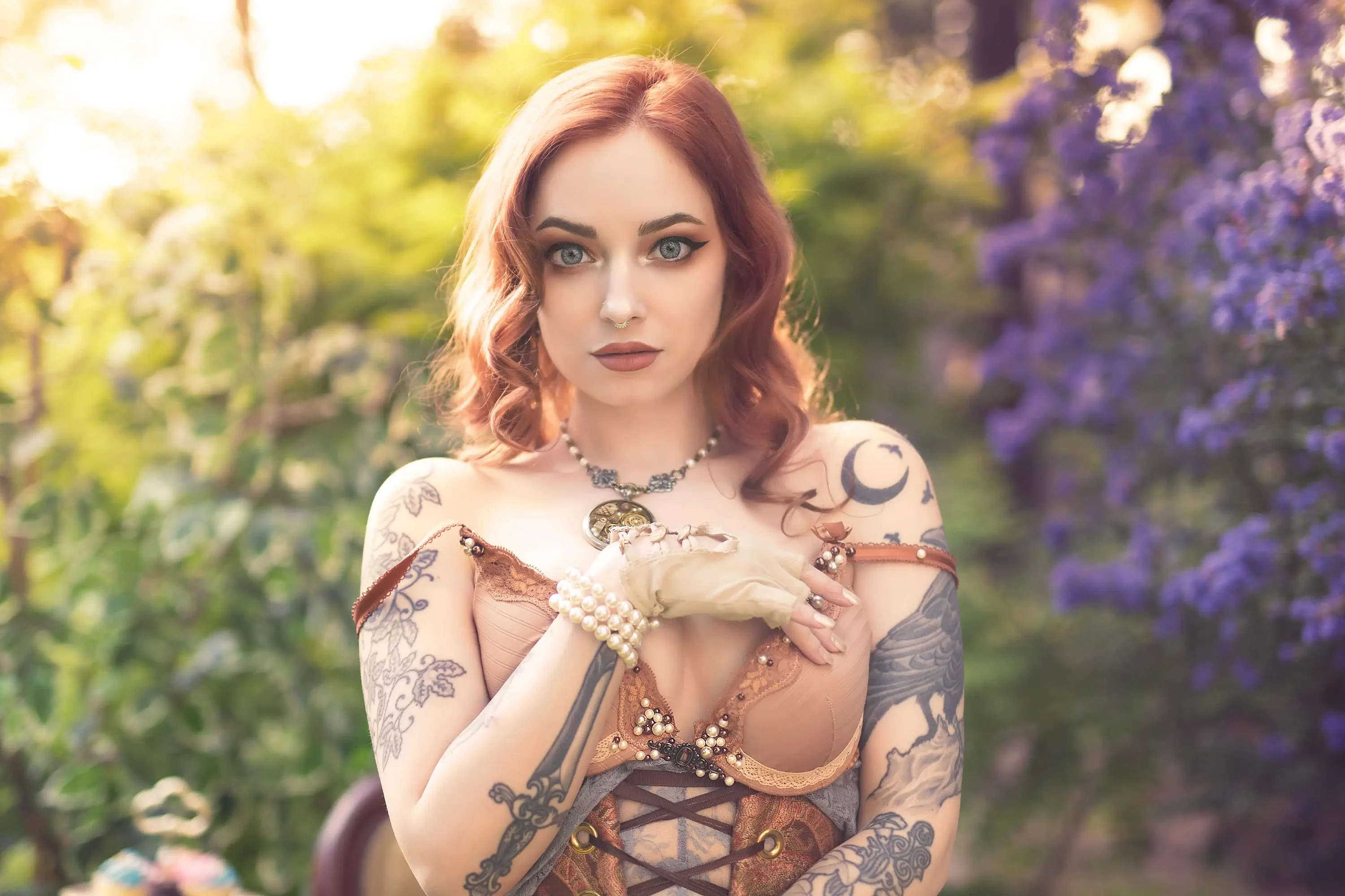 Forbidden Realm Wonderlandboots corset tea whimsical redhead outdoor gen-the-hobbit genevieve genthehobbit steampunk tea-party  Slide